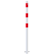 Barrier posts | Steel tube  60 x 2.5 mm | stationary | for casting in concrete | hot-dip galvanized and white coated withthree red reflecting stripes | without eyelet